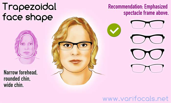 Trapezoidal face shape with glasses